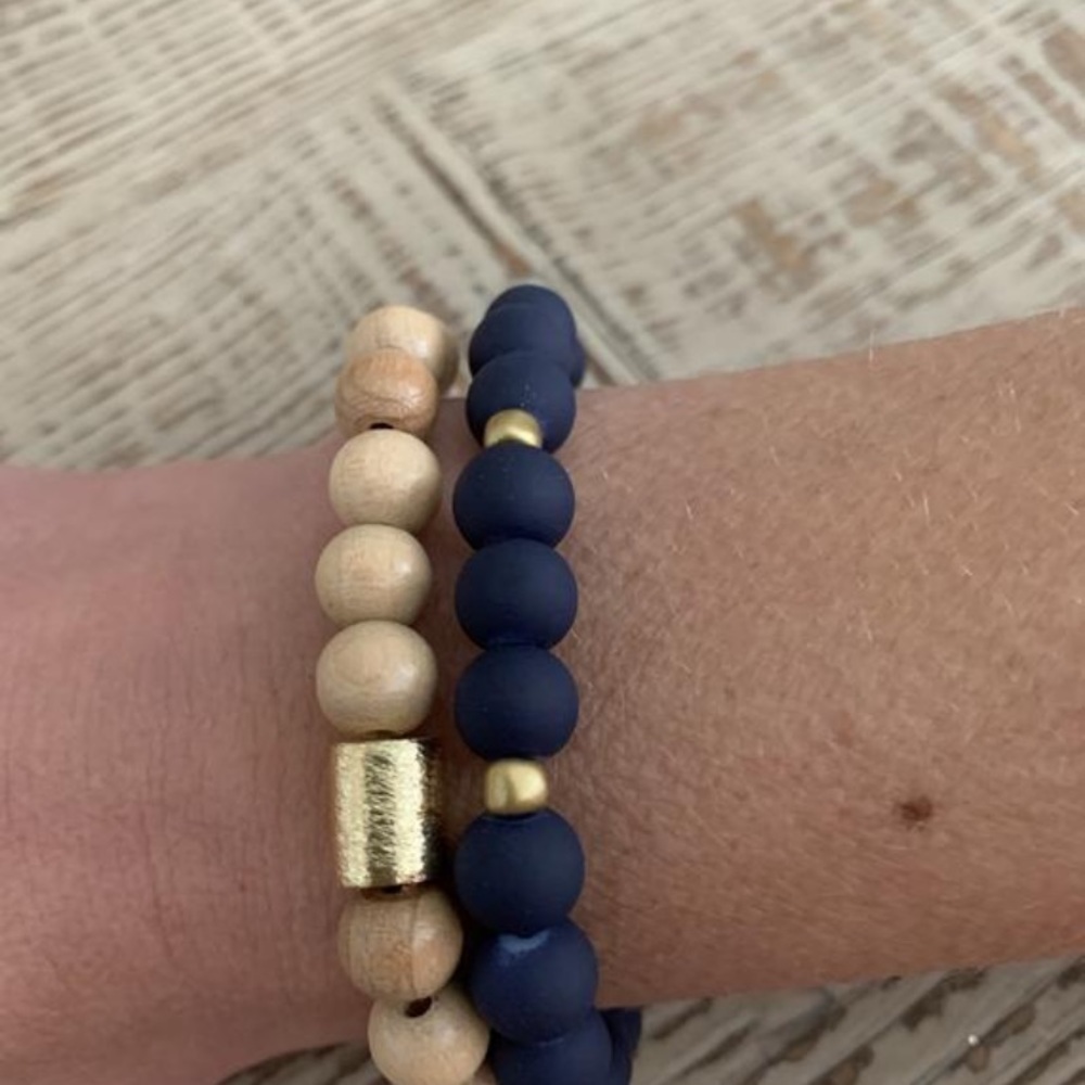 Natural Wood Beaded Bracelet
